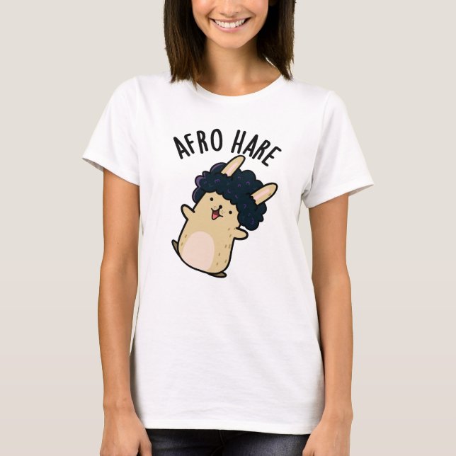 Camiseta Afro Hare Engraçado Coelho com Afro Pun (Frente)