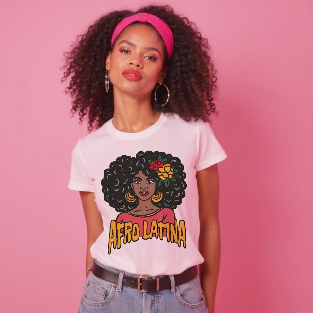 Camiseta Afro Latina Desenha Presente Espanhol (Afro Latina Hand Drawn Spanish Gift T-Shirt)