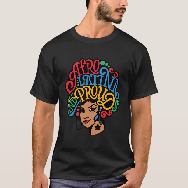 Camiseta Afro Latina Orgulhosa Mulheres Hispânicas Patrimôn (Frente)