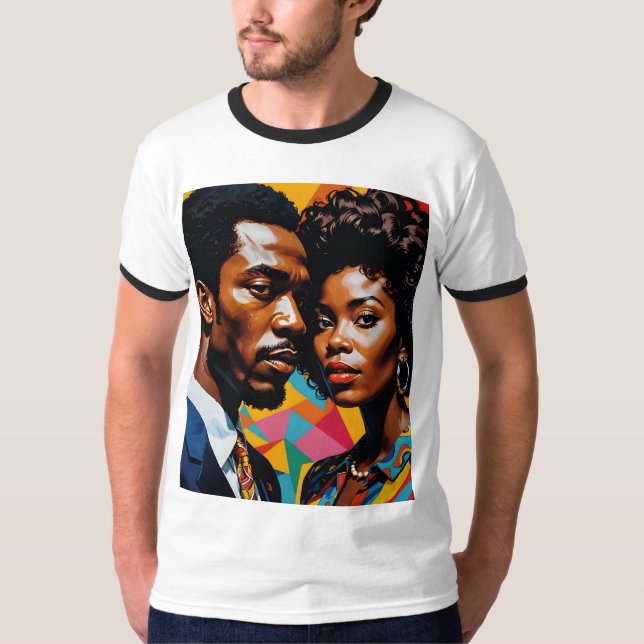 Camiseta Afro Love Retro Power Casal T Shirt (Frente)
