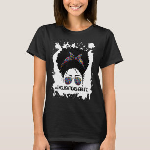 Camiseta Afro Messy Bun Professor De Inglês 1rua Dia Da Esc