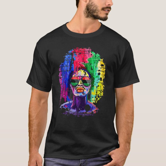Camiseta Afro-Mulheres Negra Rainha Africana Melanin Qu (Frente)