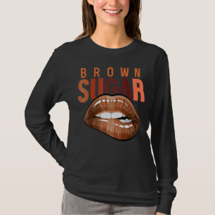 Camiseta Afro-Mulheres Rainha Negra Lábios Brown Melanin Su