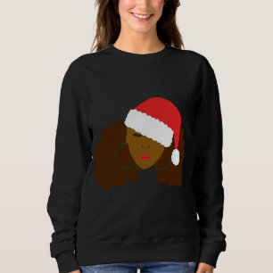 Camiseta Afro Puff Negra Mulher Santa Hat Cabelo Natural Ch