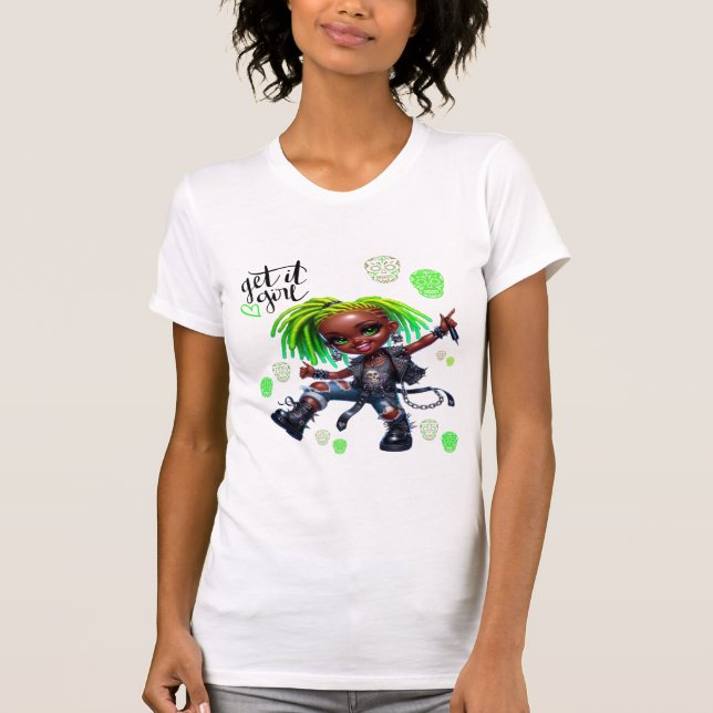 Camiseta Afro Punk Pegue Rapariga Camisa-T (Frente)