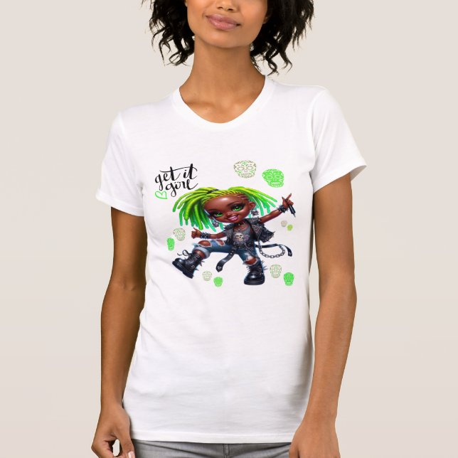 Camiseta Afro Punk Pegue Rapariga Camisa-T (Frente)
