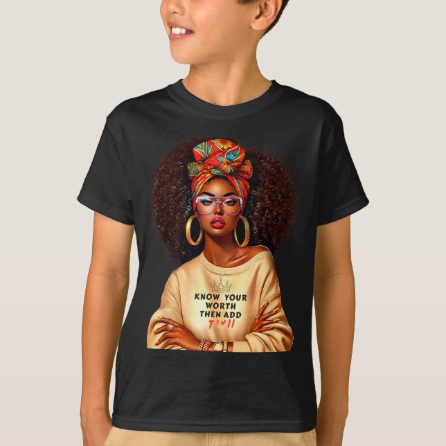 Camiseta Afro Queen Black Woman African Melanin Black Histo (Frente)