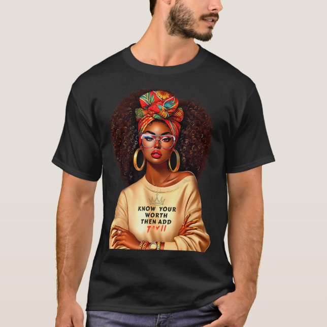 Camiseta Afro Queen Black Woman African Melanin Black Histo (Frente)