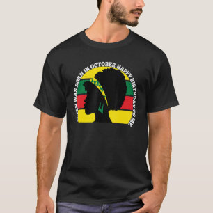 Camiseta Afro Queen Was Born In October Happy Birthday To M
