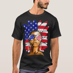 Camiseta Afro Sunflower African American, 4 de julho de Mel