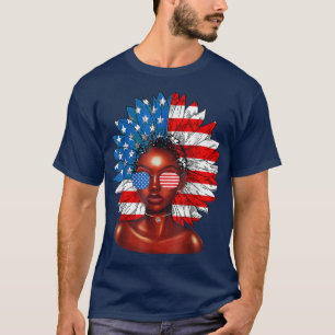 Camiseta Afro Sunflower African American, 4 de julho de Mel