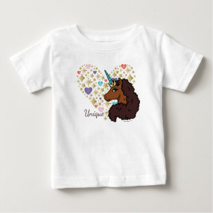 Camiseta Afro Unicorn Design de Coração Único