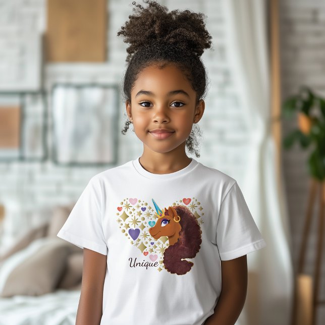 Camiseta Afro Unicorn | Design de Coração Único (Criador carregado)