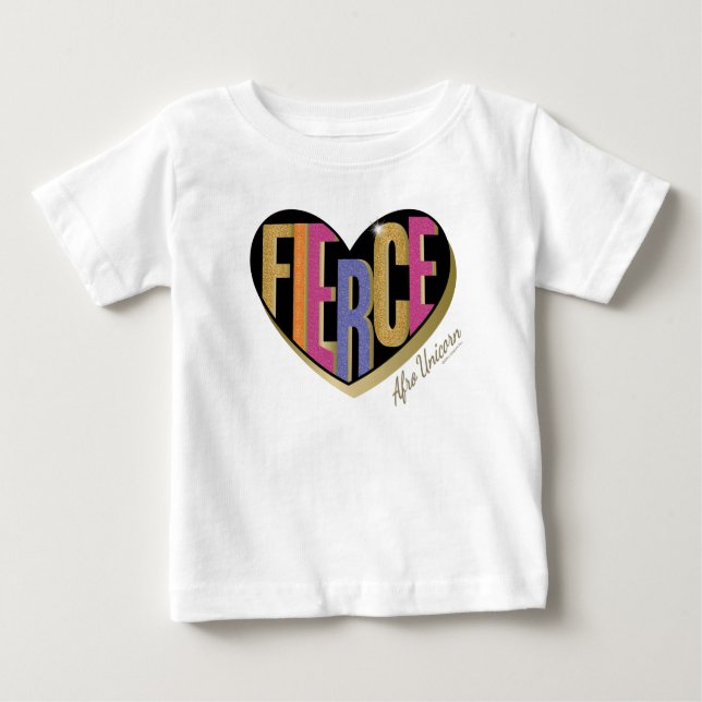 Camiseta Afro Unicorn Fierce Heart Design (Frente)