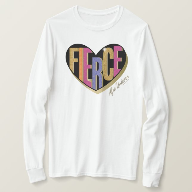 Camiseta Afro Unicorn Fierce Heart Design (Frente do Design)