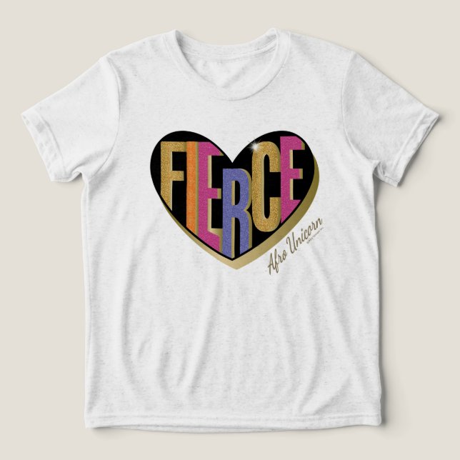 Camiseta Afro Unicorn Fierce Heart Design (Design frontal)