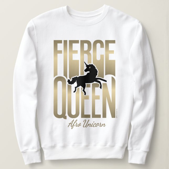 Camiseta Afro Unicorn Fierce Queen (Frente do Design)