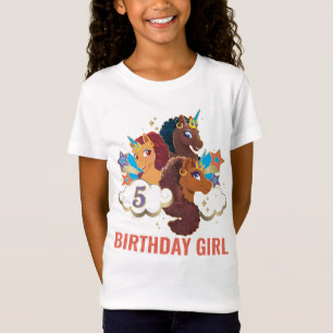 Camiseta Afro Unicorn Garota de aniversário mágica