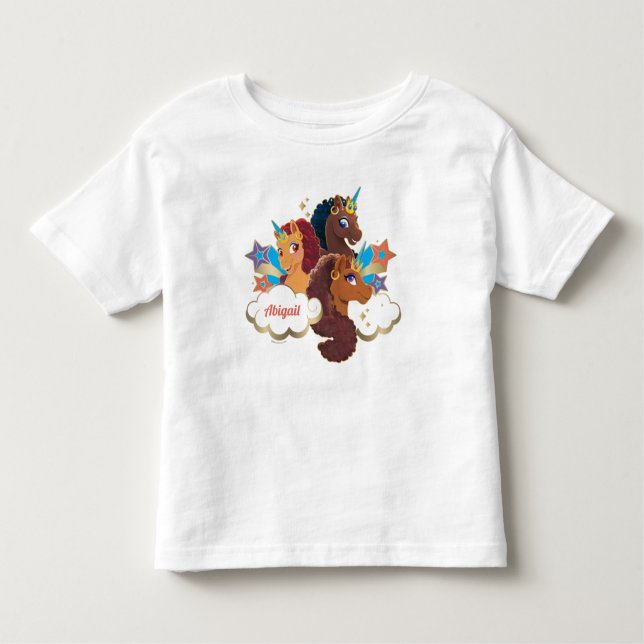 Camiseta Afro Unicorn "Made of Magic" Trio Design (Frente)