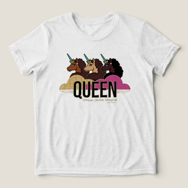 Camiseta Afro Unicorn Queen Trio Design (Design frontal)