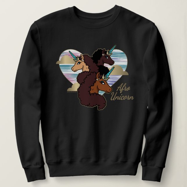 Camiseta Afro Unicorn Trio Heart Design (Frente do Design)