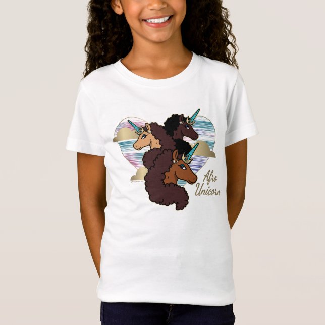Camiseta Afro Unicorn Trio Heart Design (Frente)