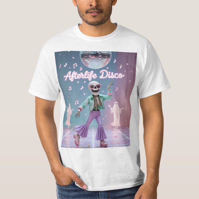 Camiseta Afterlife Disco – Groovy Skeleton Dance in Pastel  (Frente)
