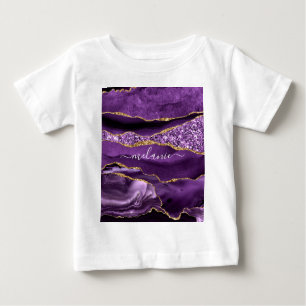 Camiseta Agate Purple Dourado Nome Personalizado Baby T Shi
