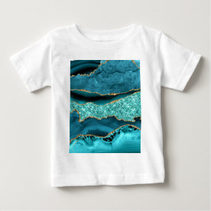 Camiseta Agate Teal Blue Glitter Marble Aqua Turquoise