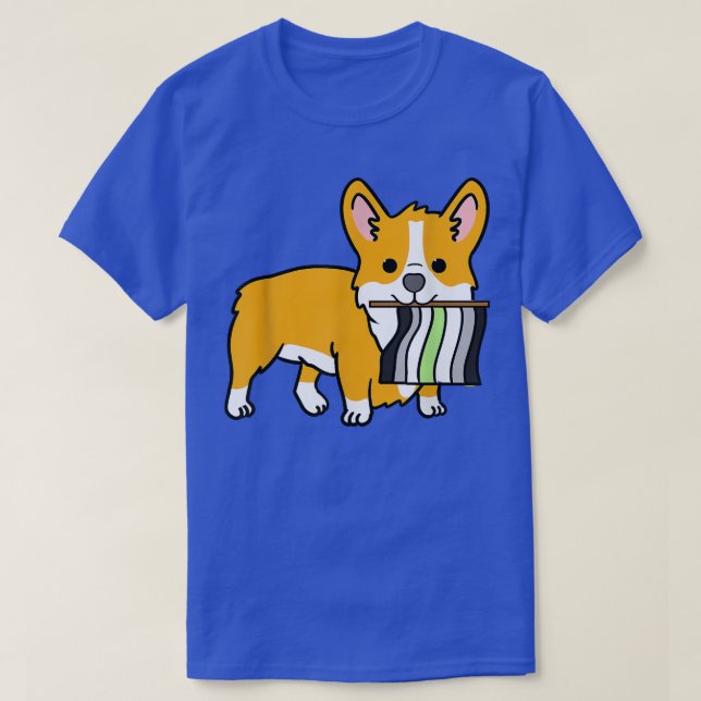 Camiseta Agender Corgi Agender Pride Flag  (Frente do Design)