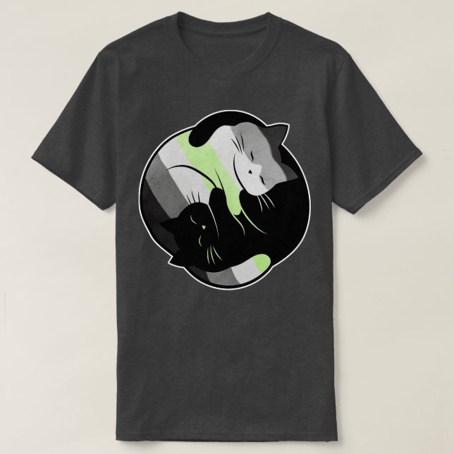 Camiseta Agender Yin Yang Cat (Frente do Design)