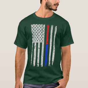 Camiseta Agente da Polícia de Bombeiro Red Blue Line Flag