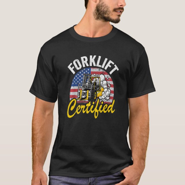 Camiseta Agente de empilhadeira de bandeira Americana do Ar (Frente)