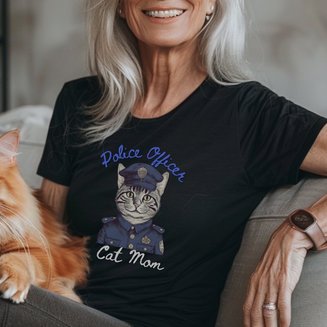 Camiseta Agente de Polícia Cat Mãe Tshirt (Police man cat mom tshirt for mothers day gift)