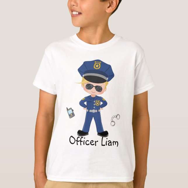 Camiseta Agente de Polícia de Boys Personalizados (Frente)