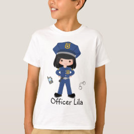 Camiseta Agente de Polícia de Meninas Personalizado