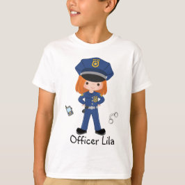 Camiseta Agente de Polícia de Meninas Personalizado