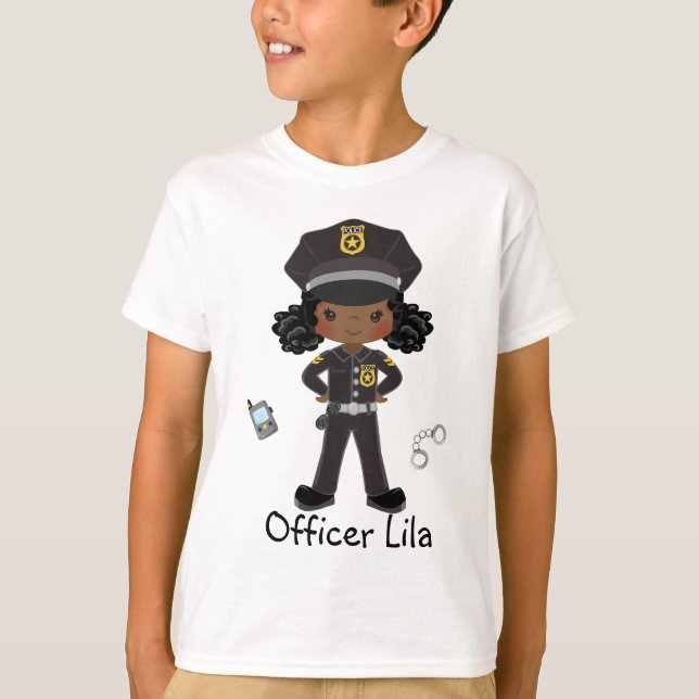 Camiseta Agente de Polícia de Meninas Personalizado T (Frente)
