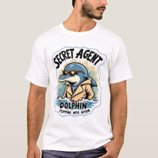 Camiseta Agente secreto golfinho em óculos escuros e bigode