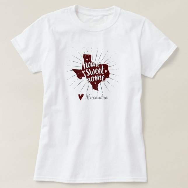 Camiseta Aggie Maroon Home Sweet Home - Texas (Frente do Design)