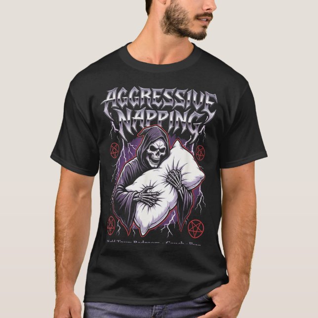 Camiseta Aggressive Napng Funny Heavy Metal Grim Reaper Sle (Frente)
