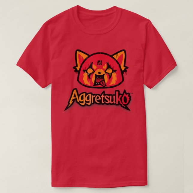 Camiseta Aggretsuko RAGE Rock n Roll Heavy Metal Music  (Frente do Design)