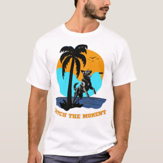 Camiseta Agility Summer Vibes: Retro Sunset Jumping Dog Ar