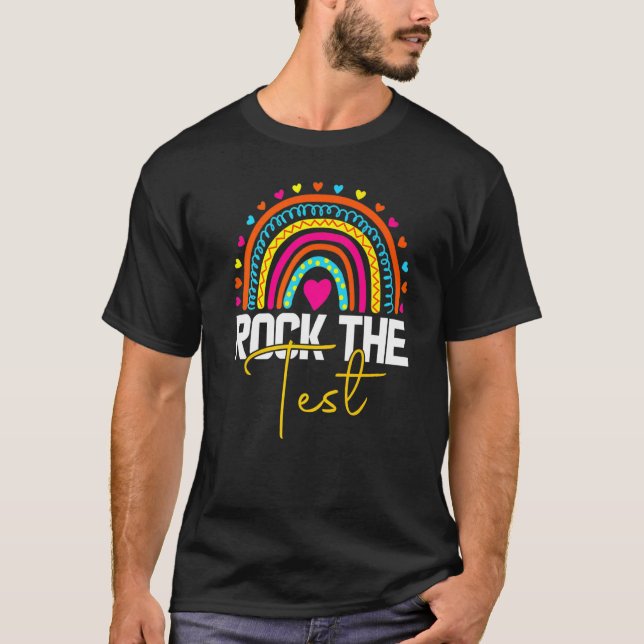 Camiseta agitar o arco-íris do dia de teste do professor te (Frente)
