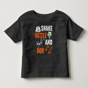 Camiseta Agite, Chocalhe, Boo Esqueleto Zumbi Diversão Hall
