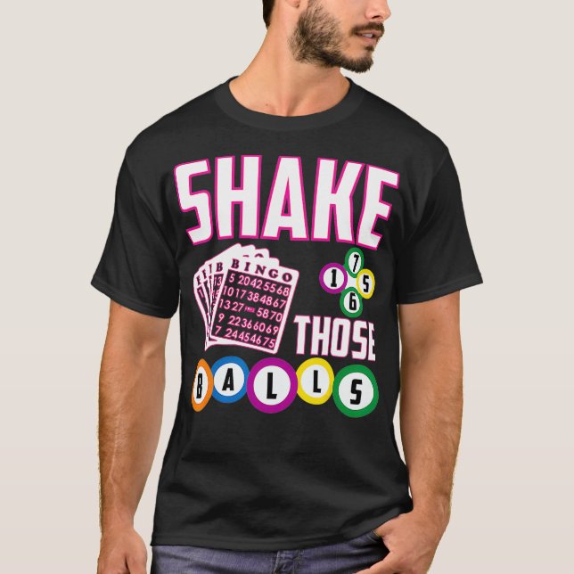 Camiseta Agite Essas Bolas Engraçado Bingo (Frente)