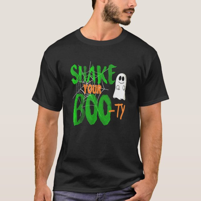 Camiseta Agite seu Dia de as Bruxas engraçado Fantasma de B (Frente)