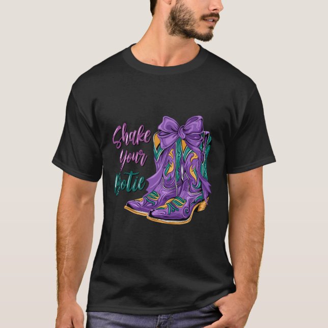 Camiseta Agite sua bota Mardi Gras Boot Mardi Gra (Frente)