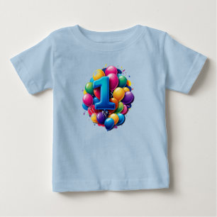 Camiseta Aglomerado de Balões Vibrantes Com Grande Número U