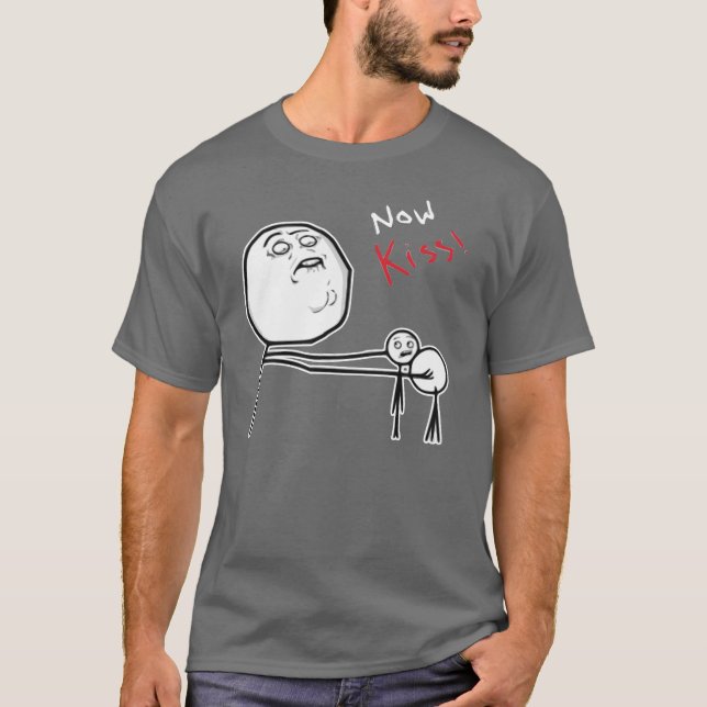 Camiseta Agora cara Meme cómico da raiva do beijo (Frente)